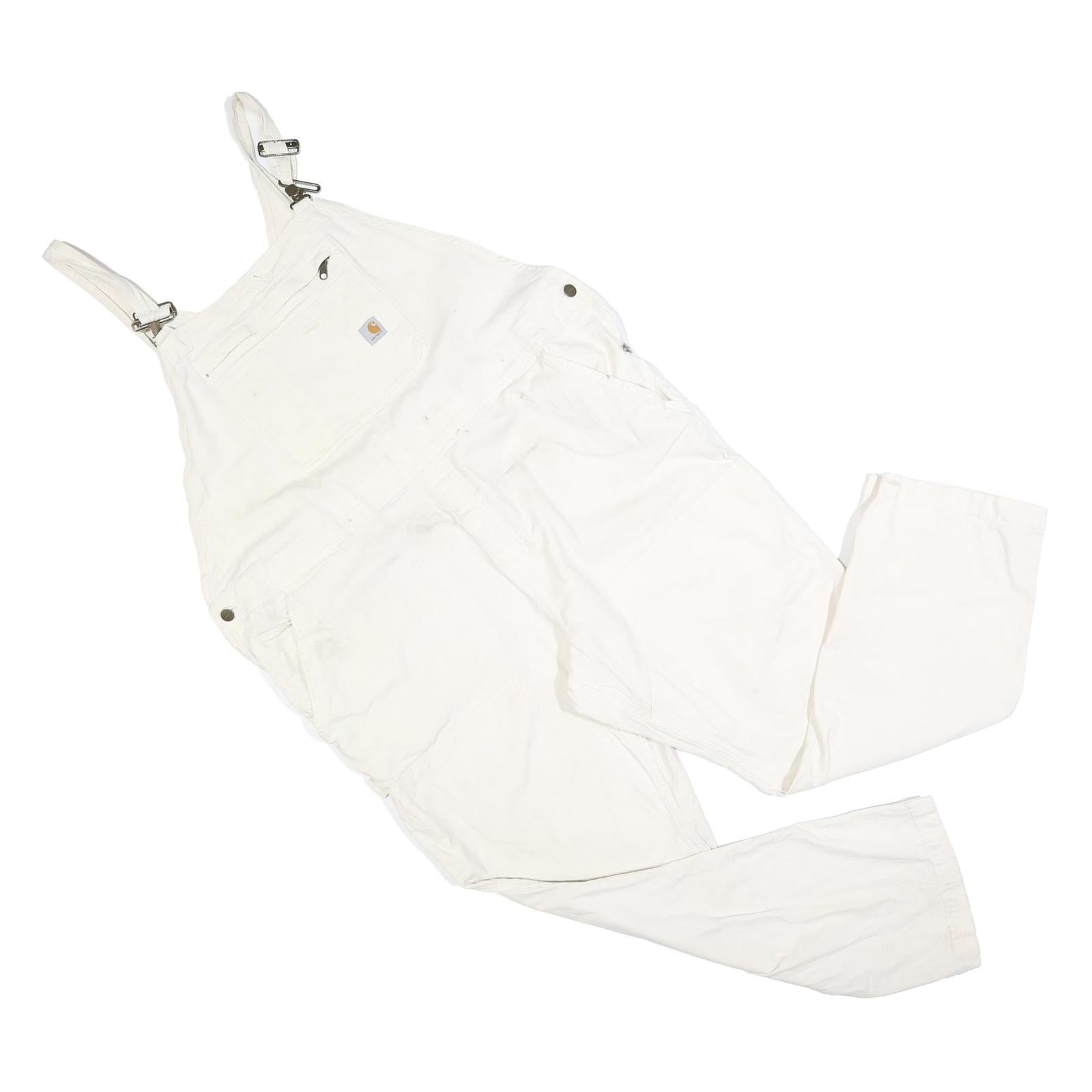 CARHARTT Womens White Cotton Blend Dungarees Loose Fit 2XL W48 L30 Workwear Refurbished - N/A refurbished available on Cerqular