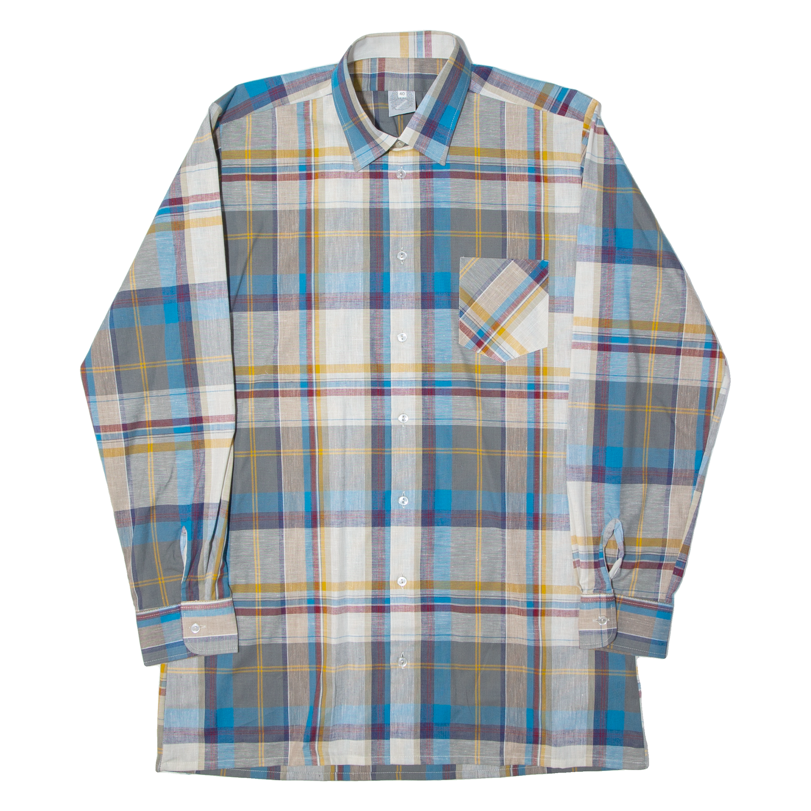 MARSUM Mens Shirt Blue Herringbone Long Sleeve M Refurbished - N/A refurbished available on Cerqular