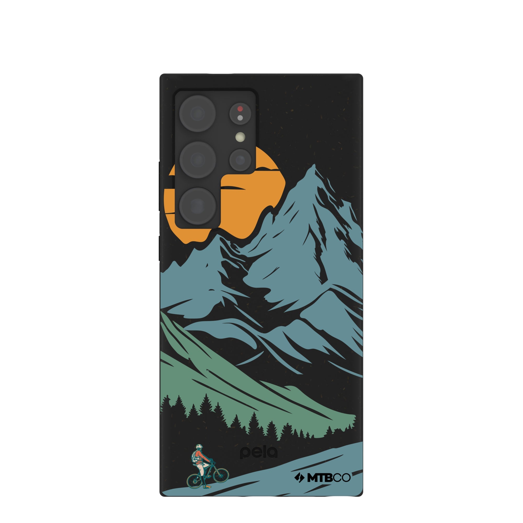 Black Vintage Peaks MTBCO Samsung Galaxy S24 Ultra Case Refurbished - Pela Case refurbished available on Cerqular