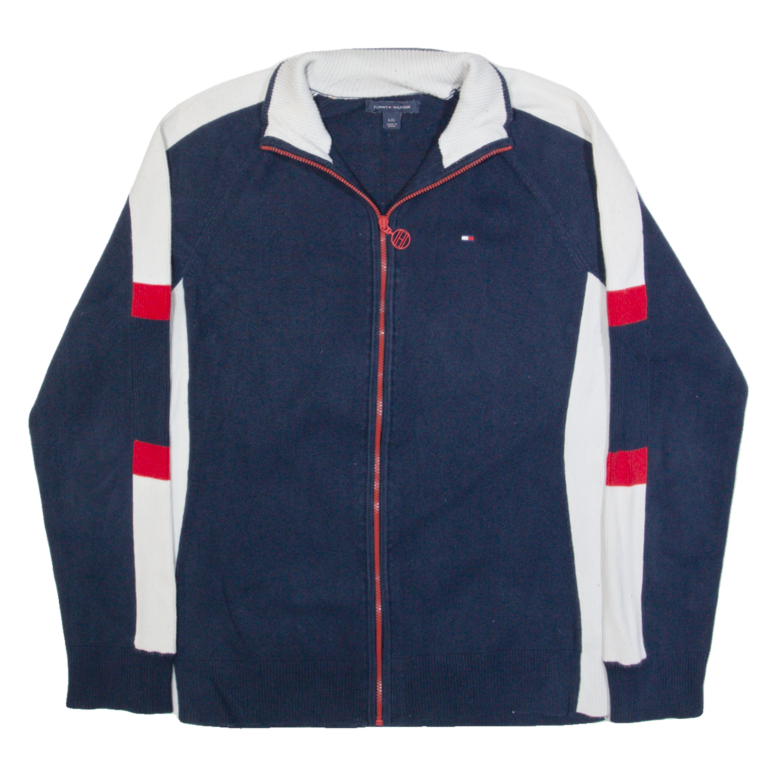 TOMMY HILFIGER Womens Cardigan Blue High Neck Tight Knit L Refurbished - N/A refurbished available on Cerqular