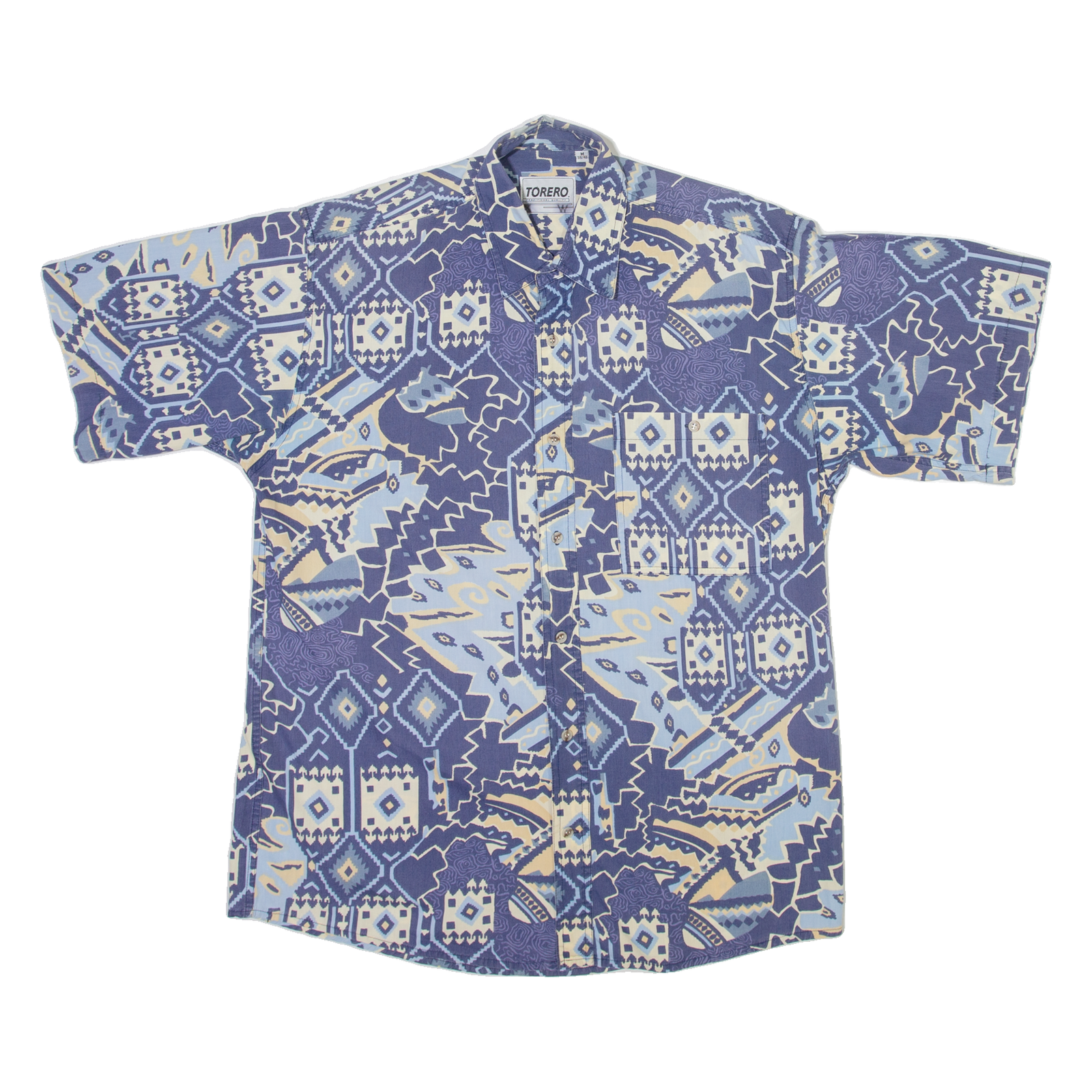 TORERO Mens Shirt Blue Geometric M Refurbished - N/A refurbished available on Cerqular