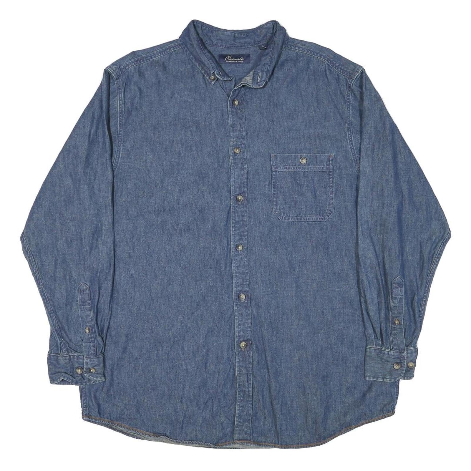 Buy CASUALS Mens Blue Denim Cotton Blend Shirt L Button Down Pocket Long Sleeve Refurbished - $23.39 CASUALS Mens Blue Denim Cotton Blend Shirt L Button Down Pocket Long Sleeve Refurbished - N/A refurbished available on Cerqular