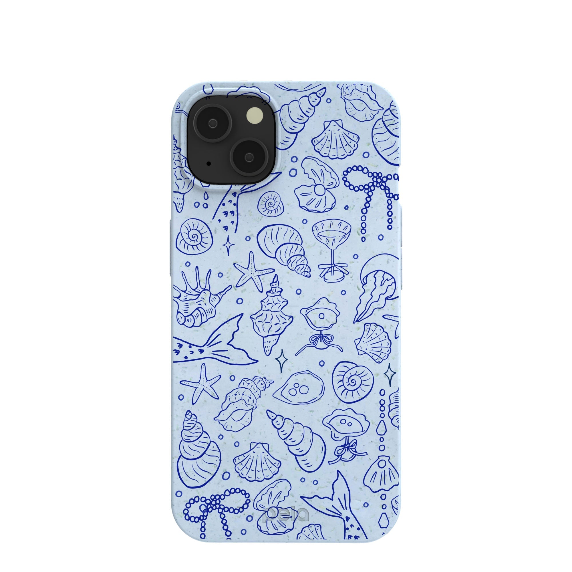Powder Blue Ocean Charms iPhone 13 Case Refurbished - Pela Case refurbished available on Cerqular