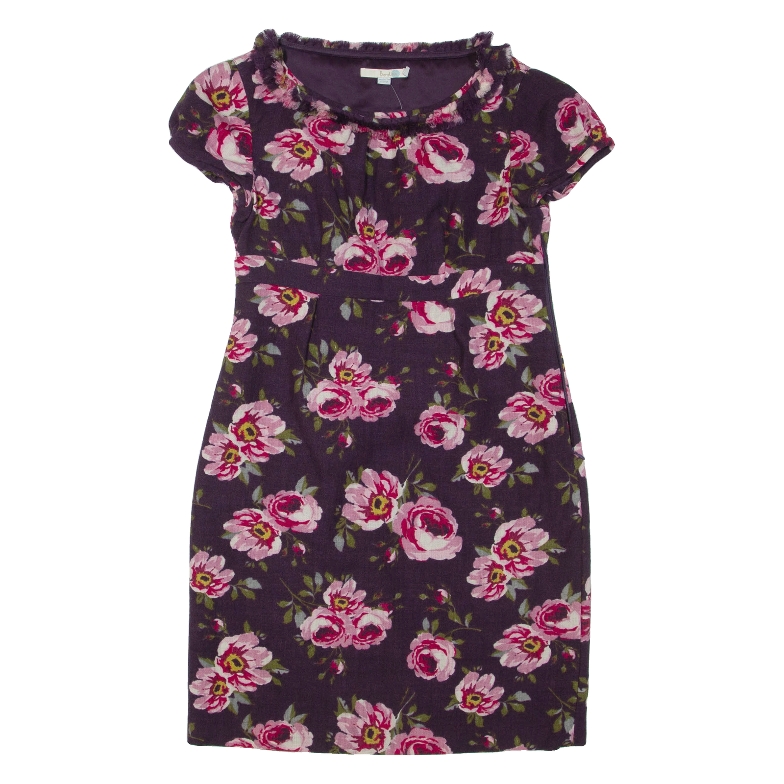 BODEN Womens Day Dress Purple Wool Floral Short Sleeve Knee Length UK 10 Refurbished - N/A refurbished available on Cerqular