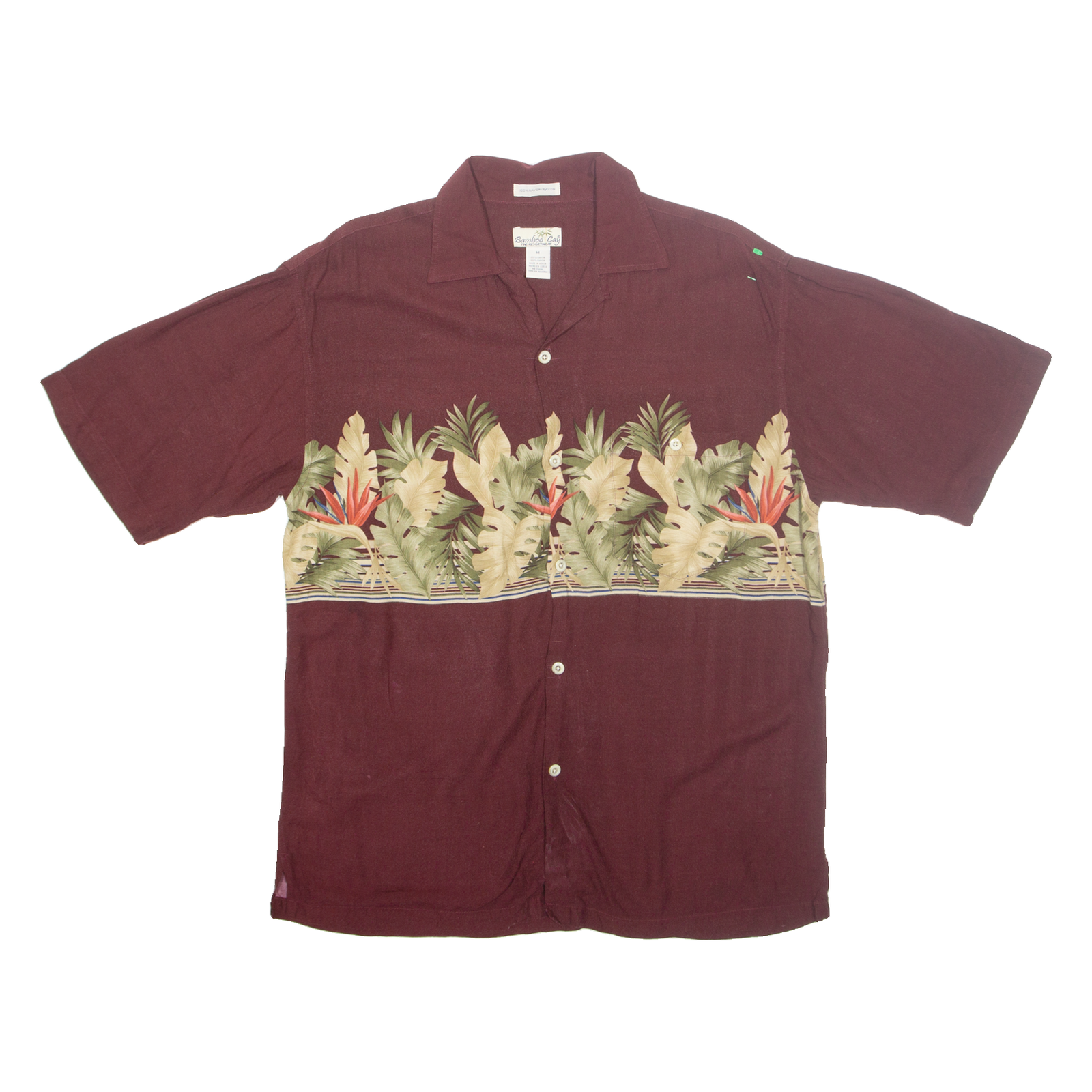 BAMBOO CAY Mens Hawaiian Shirt Maroon Floral M Refurbished - N/A refurbished available on Cerqular