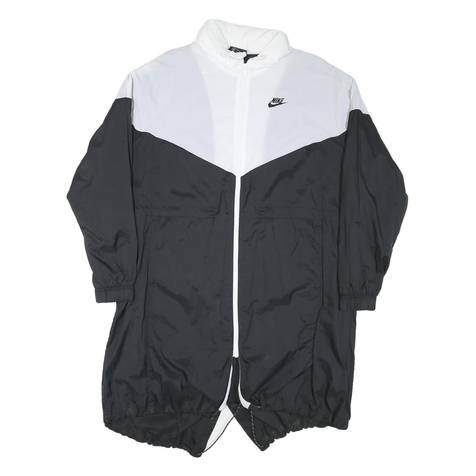NIKE Womens Black & White Outdoor Jacket M Nylon Colourblock Zip Hooded Refurbished - N/A refurbished available on Cerqular