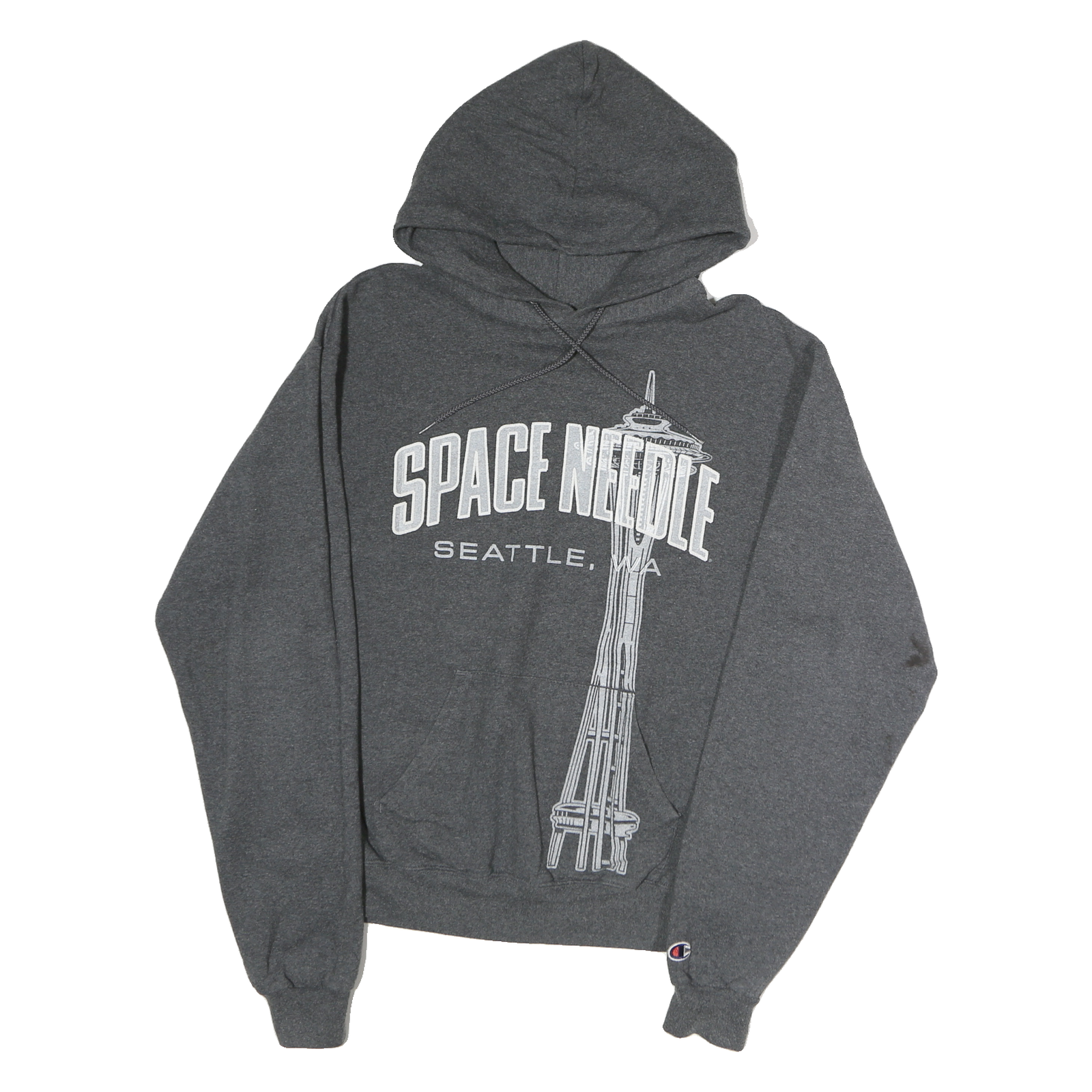 CHAMPION Mens Grey Space Needle Seattle Cotton Hoodie L Casual Pullover Refurbished - N/A refurbished available on Cerqular
