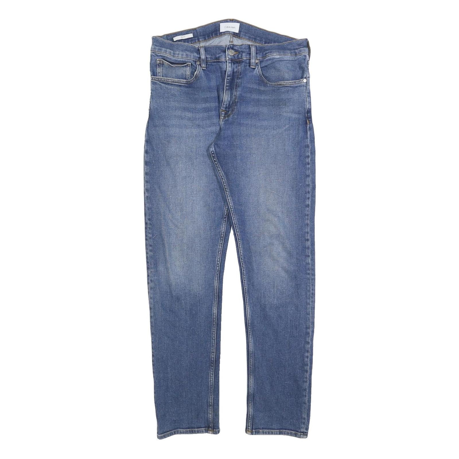 CALVIN KLEIN Mens Jeans Blue Slim Skinny Denim Medium W34 L32 Zip Closure Refurbished - N/A refurbished available on Cerqular