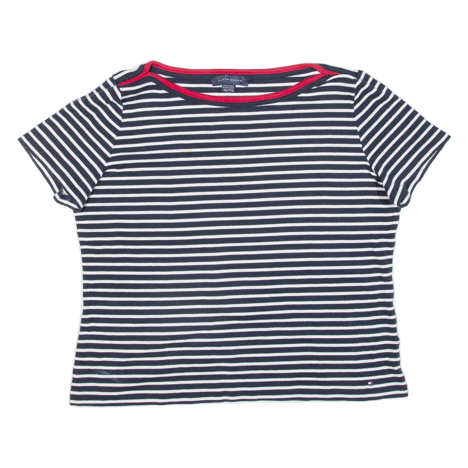 TOMMY HILFIGER Cropped Striped Womens T-Shirt Blue 2XL Refurbished - N/A refurbished available on Cerqular
