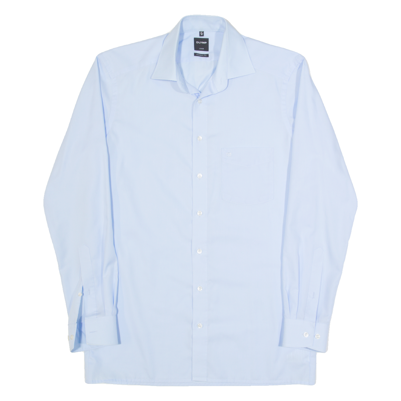 OLYMP Mens Plain Shirt Blue Long Sleeve M Refurbished - N/A refurbished available on Cerqular