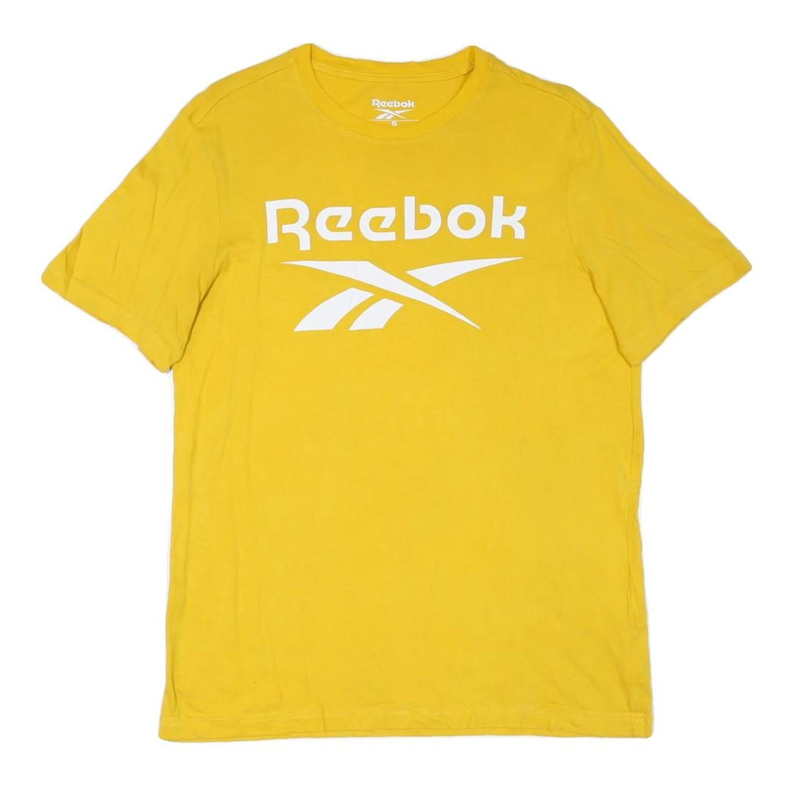 REEBOK Mens Yellow Cotton Blend Graphic T-Shirt S Short Sleeve Crew Neck Logo Refurbished - N/A refurbished available on Cerqular