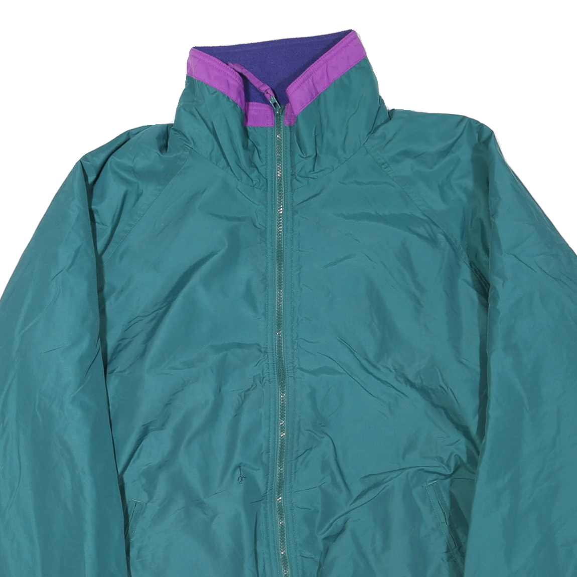 SIERRA SPORT Mens Green Purple Zip Jacket L Polyester Blend Plain Lightweight Refurbished - N/A refurbished available on Cerqular