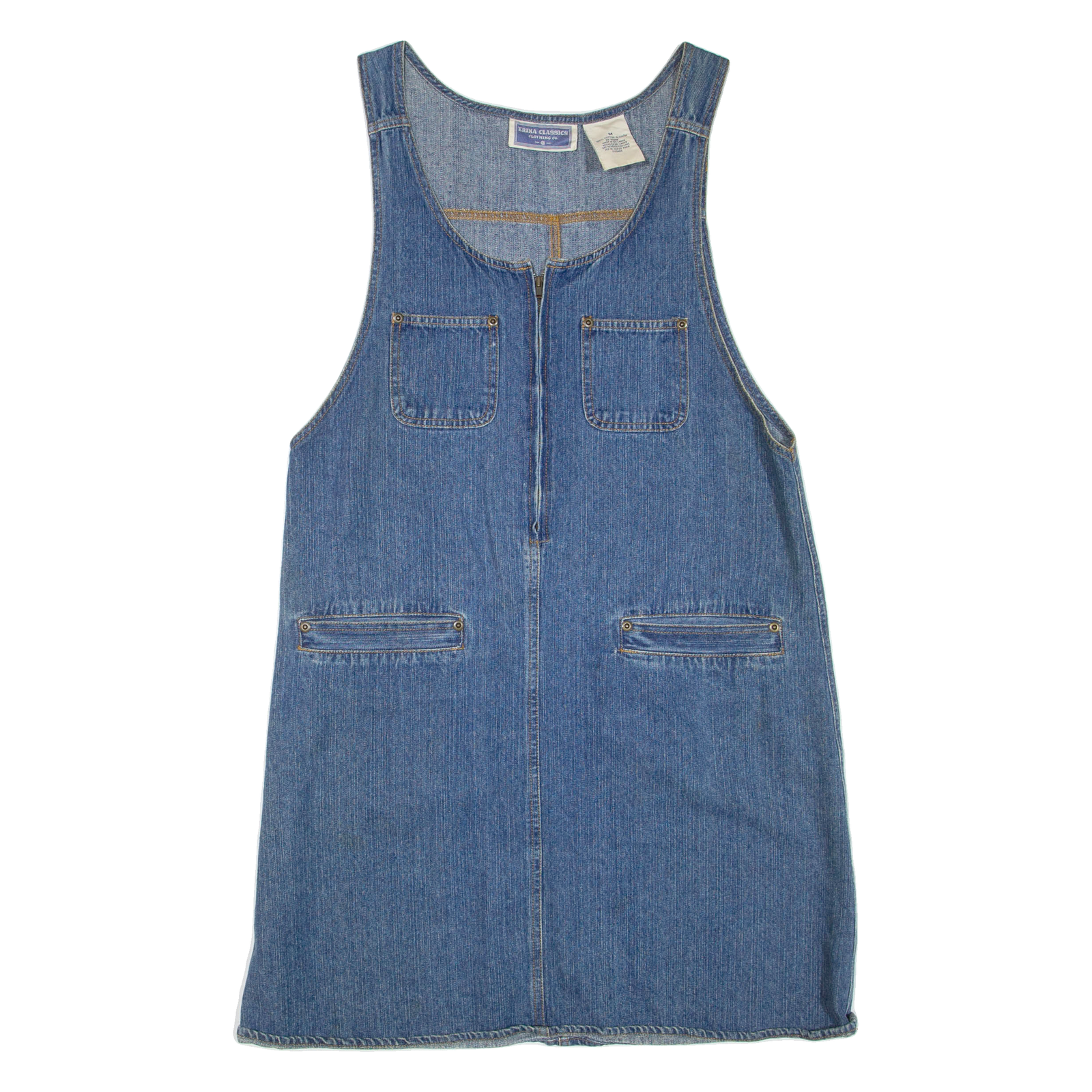 ERIKA CLASSICS Womens Day Dress Blue Denim Sleeveless Short M Refurbished - N/A refurbished available on Cerqular