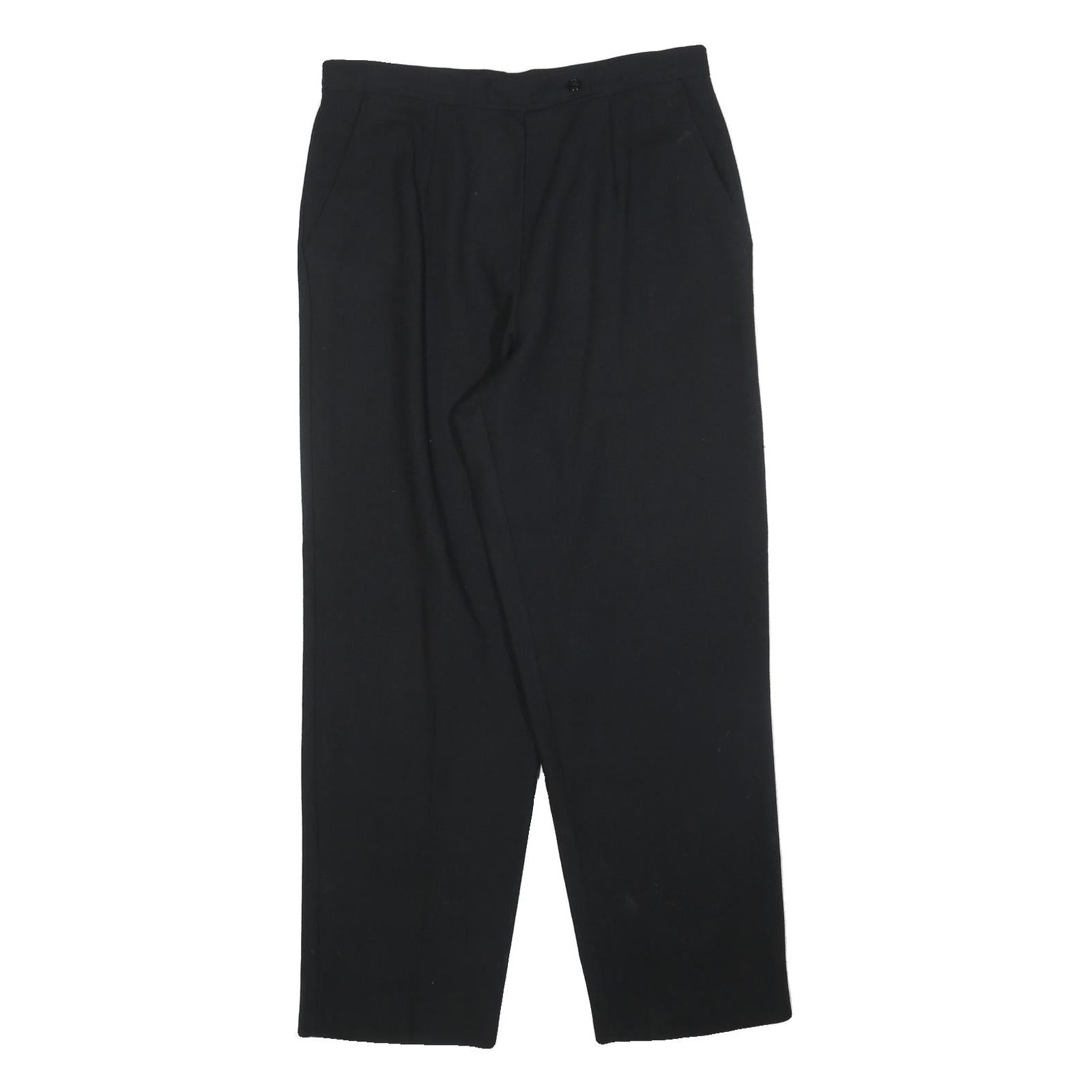 DONNY BROOK Womens Wool Black Relaxed Straight Trousers W32 L30 Smart Comfort Refurbished - N/A refurbished available on Cerqular