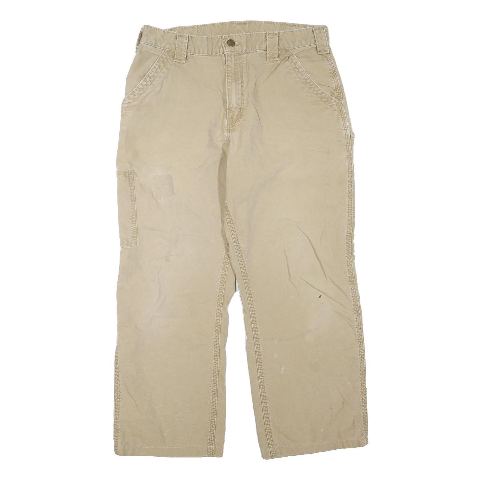 CARHARTT Mens Jeans Beige Regular Straight Cotton Blend W33 L26 Workwear Durable Refurbished - N/A refurbished available on Cerqular