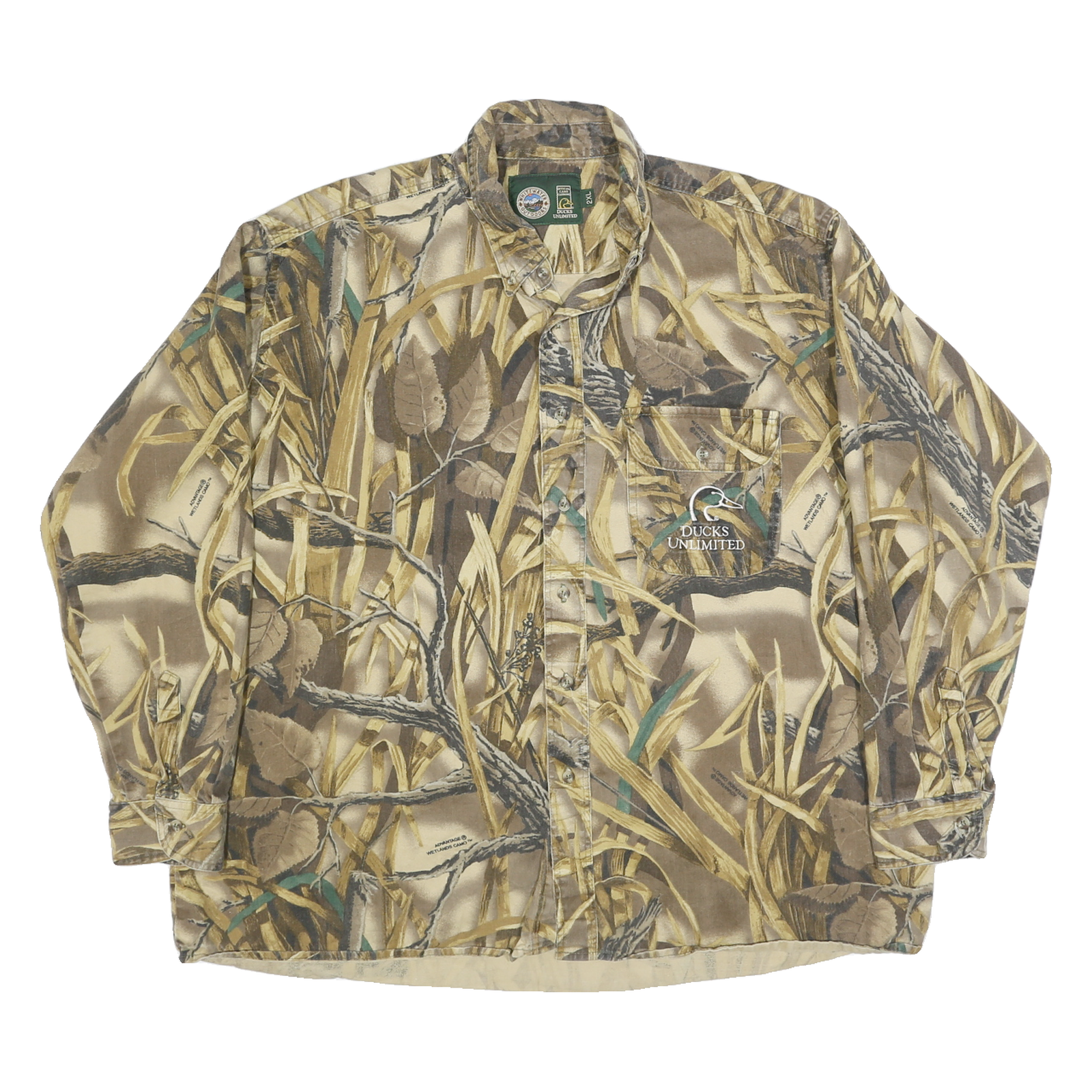 WHITE WATER Mens Beige & Brown Camouflage Shirt 2XL Ducks Unlimited Cotton Refurbished - N/A refurbished available on Cerqular