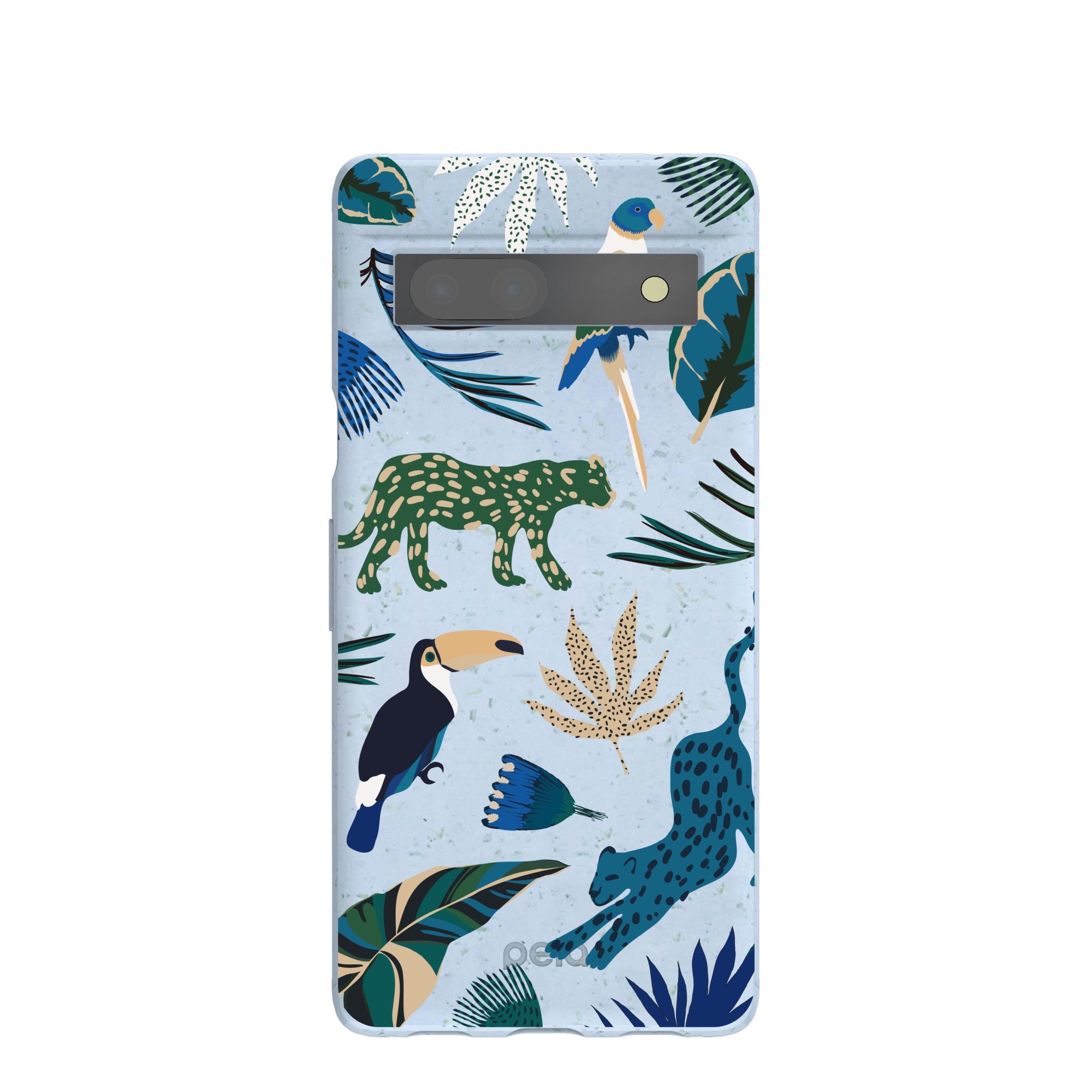 Powder Blue Tropical Rainforest Google Pixel 7a Case Refurbished - Pela Case refurbished available on Cerqular