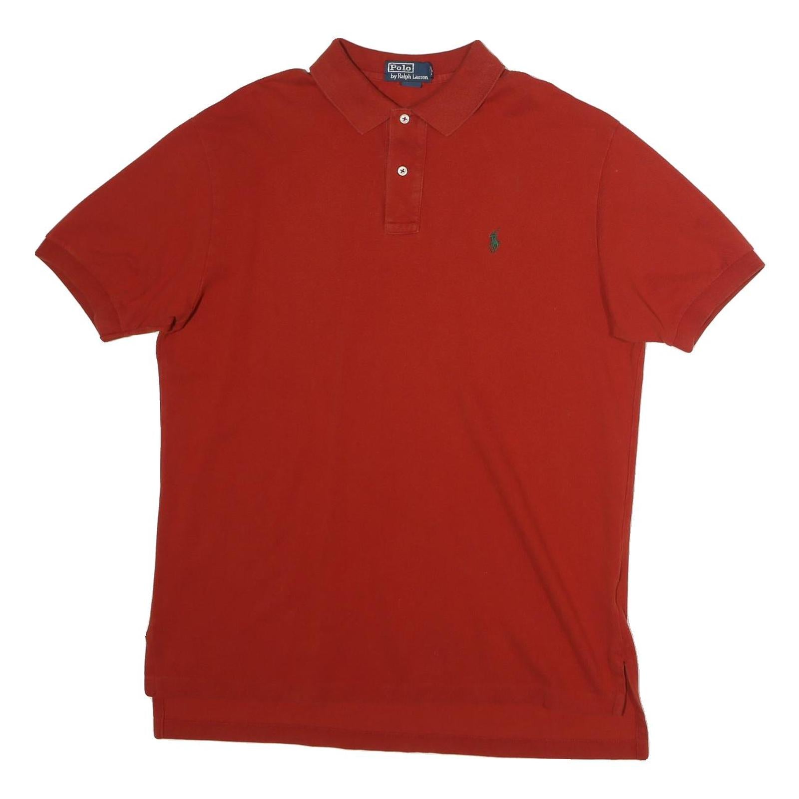 POLO RALPH LAUREN Mens Red Short Sleeve Plain L Cotton Polo Shirt Refurbished - N/A refurbished available on Cerqular