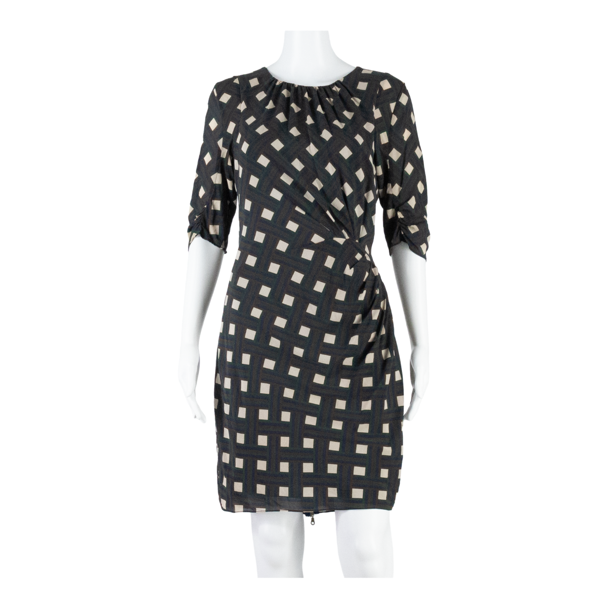 WHISTLES Womens Pencil Dress Green Silk Check Short Sleeve Knee Length UK 10 Refurbished - N/A refurbished available on Cerqular