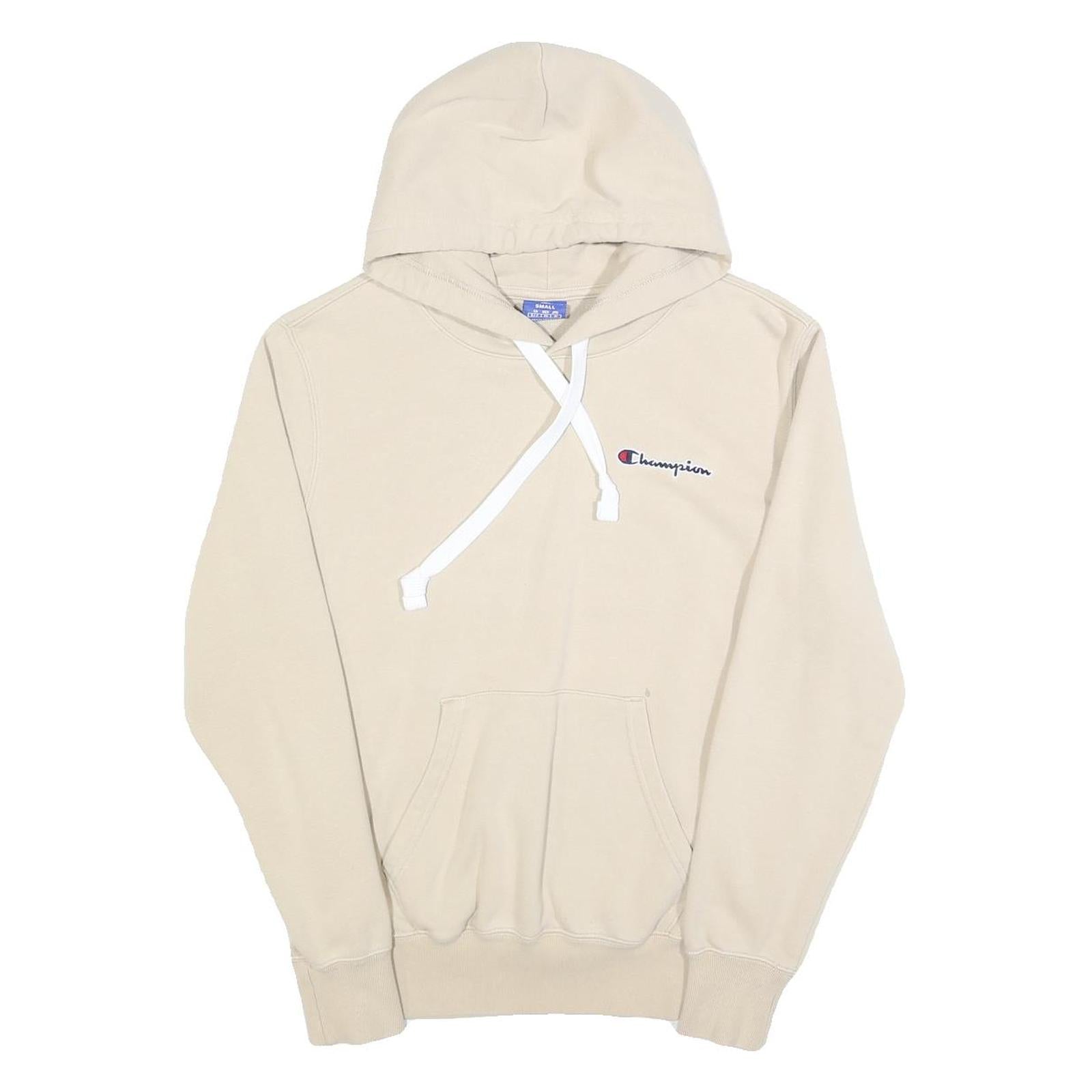 CHAMPION Mens Beige Hoodie S Cotton Blend Pullover Classic Logo Refurbished - N/A refurbished available on Cerqular