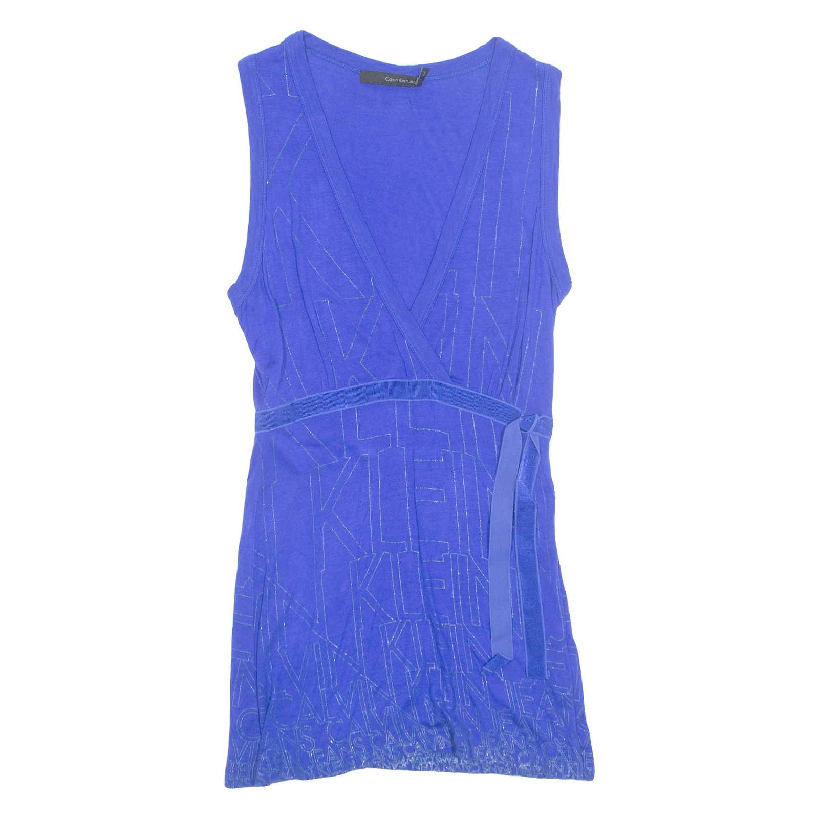 CALVIN KLEIN JEANS Womens Top Blue V-Neck Sleeveless XS Refurbished - N/A refurbished available on Cerqular