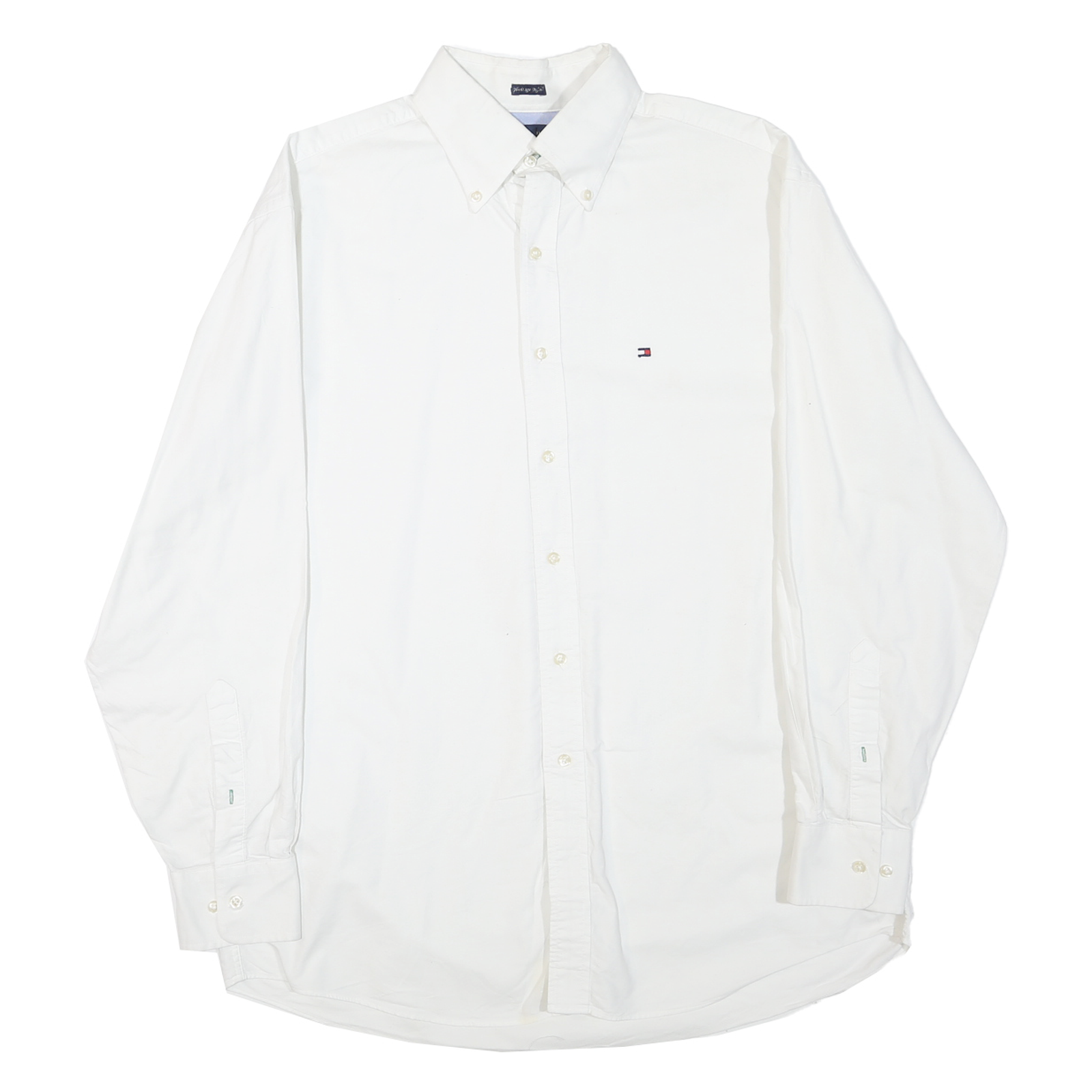 TOMMY HILFIGER Mens White Classic Button-Down Shirt L Cotton Blend Casual Formal Refurbished - N/A refurbished available on Cerqular