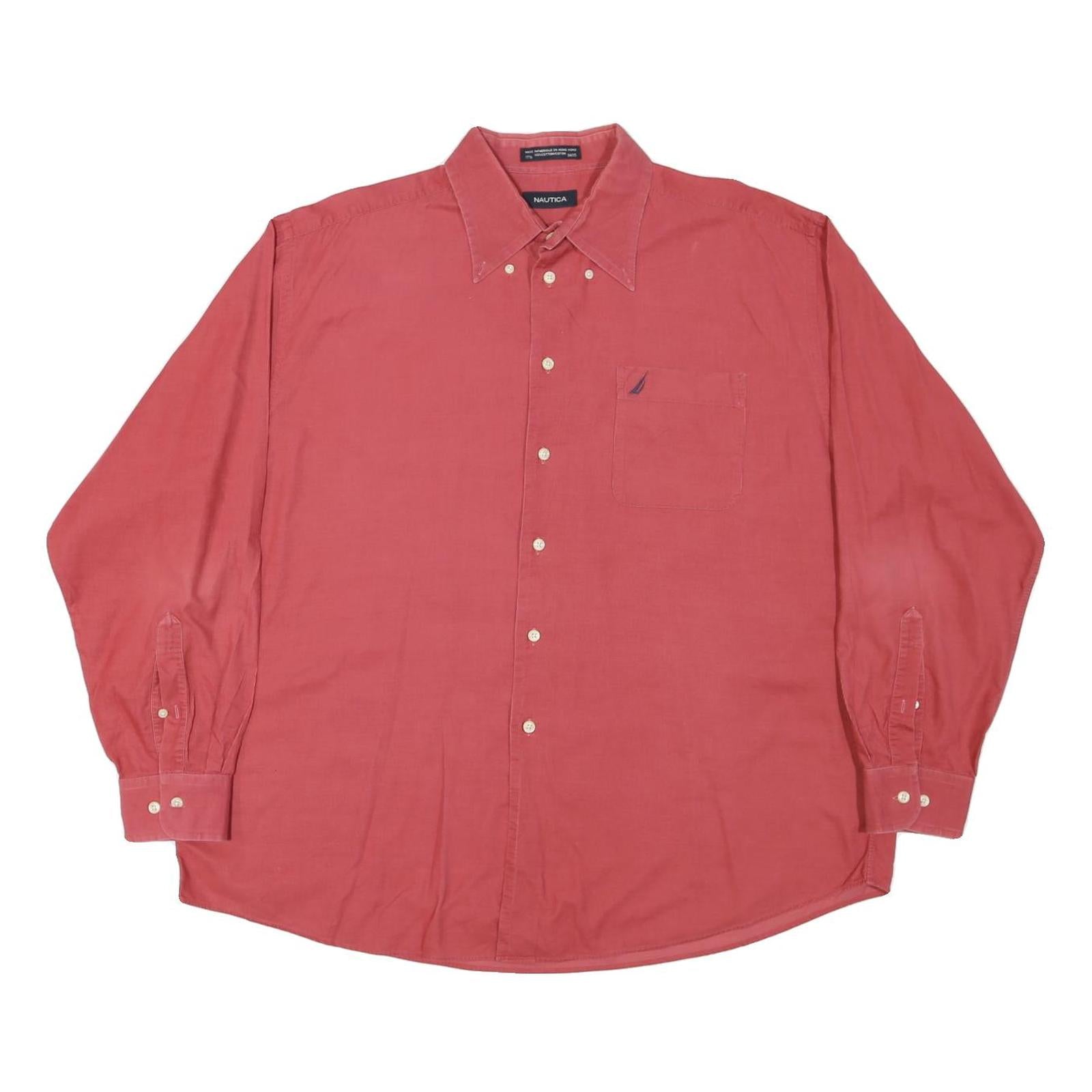 NAUTICA Mens Red Cotton Blend Shirt L Button-Down Collar Long Sleeve Casual Refurbished - N/A refurbished available on Cerqular