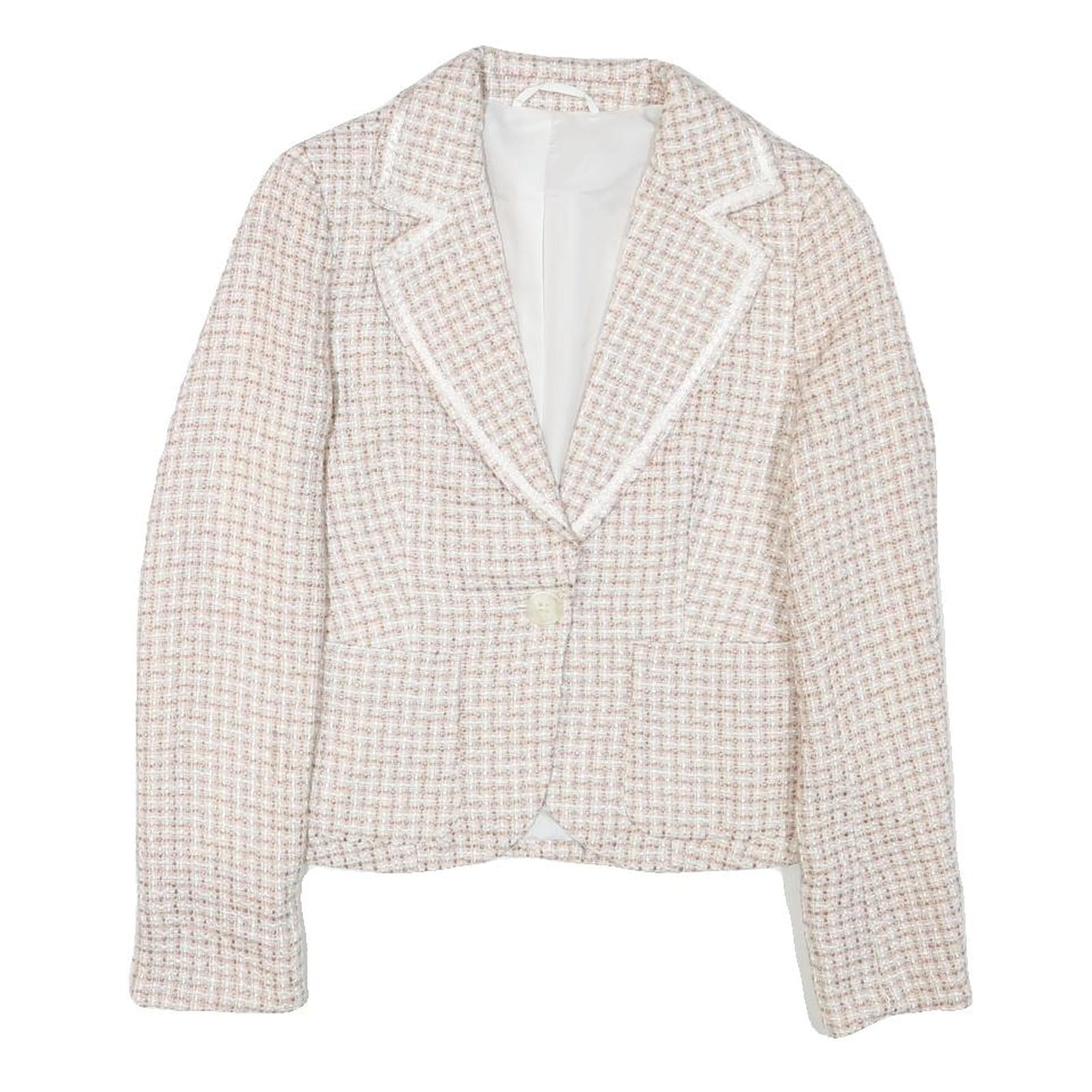 Womens Beige Tweed Button Jacket XS Acrylic Blend Classic Tailored Refurbished - N/A refurbished available on Cerqular