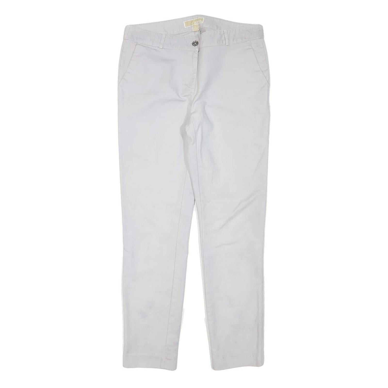MICHAEL KORS Womens Slim White Cotton Blend Trouser W30 L28 Elegant Fit Zip Refurbished - N/A refurbished available on Cerqular