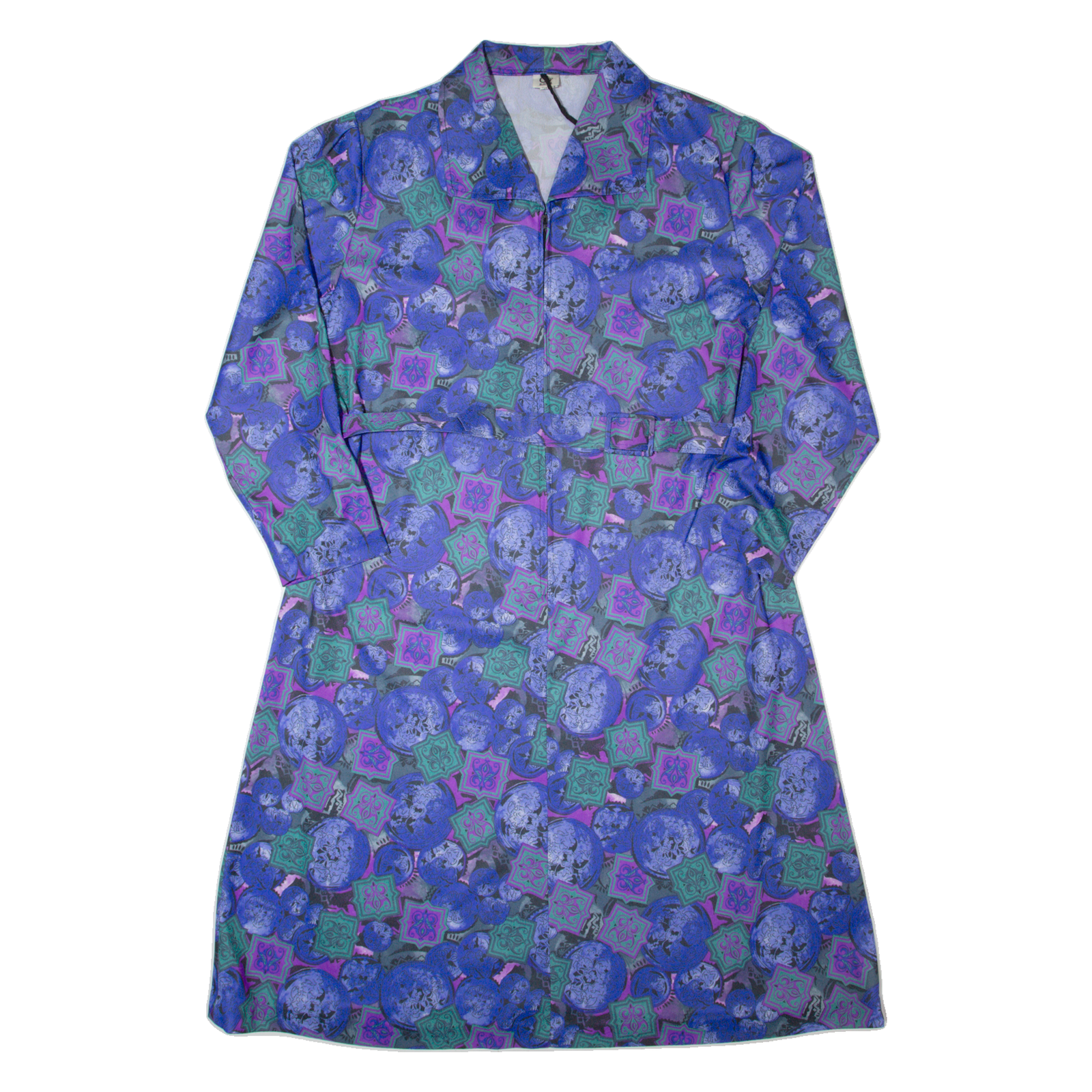 CHARLES VOGELE Womens A-Line Dress Blue Crazy Pattern Long Sleeve Midi L Refurbished - N/A refurbished available on Cerqular