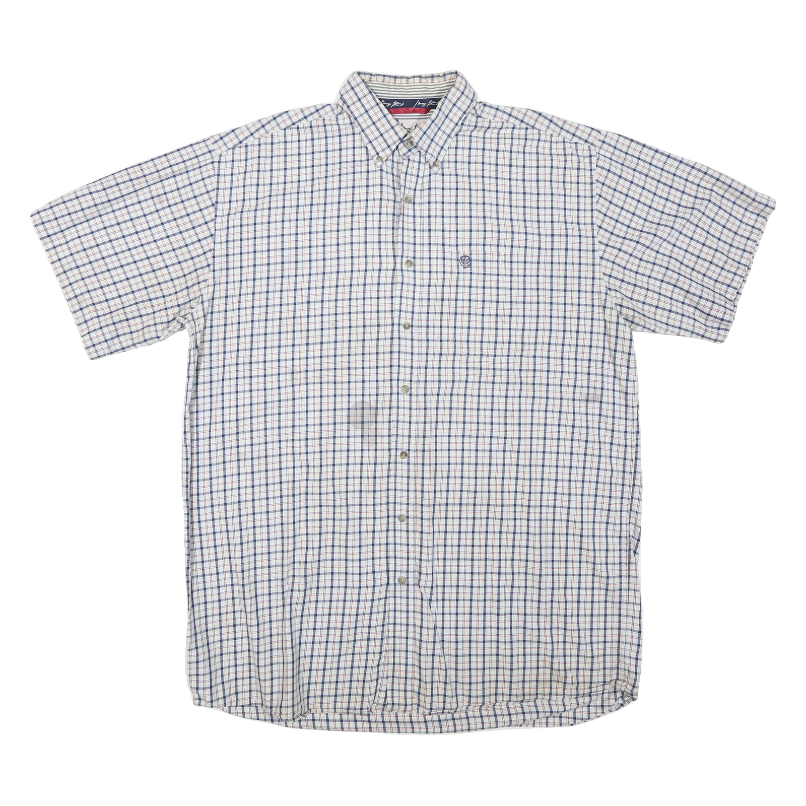 WRANGLER Mens White Blue Check Short Sleeve Shirt 2XL Cotton Blend Casual Refurbished - N/A refurbished available on Cerqular