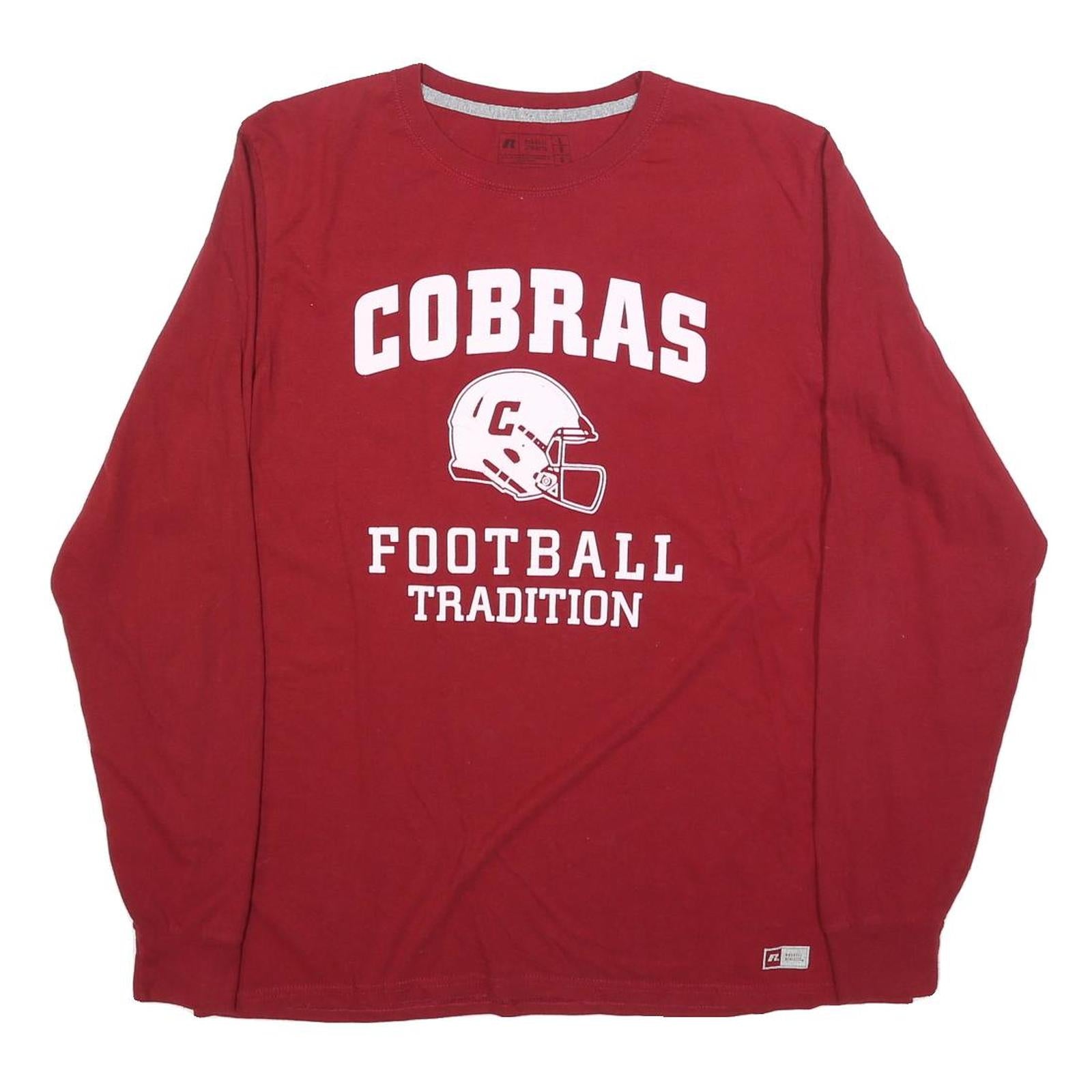 RUSSELL ATHLETIC Mens Red Cobras Football Tradition Long Sleeve Crew Neck Refurbished - N/A refurbished available on Cerqular