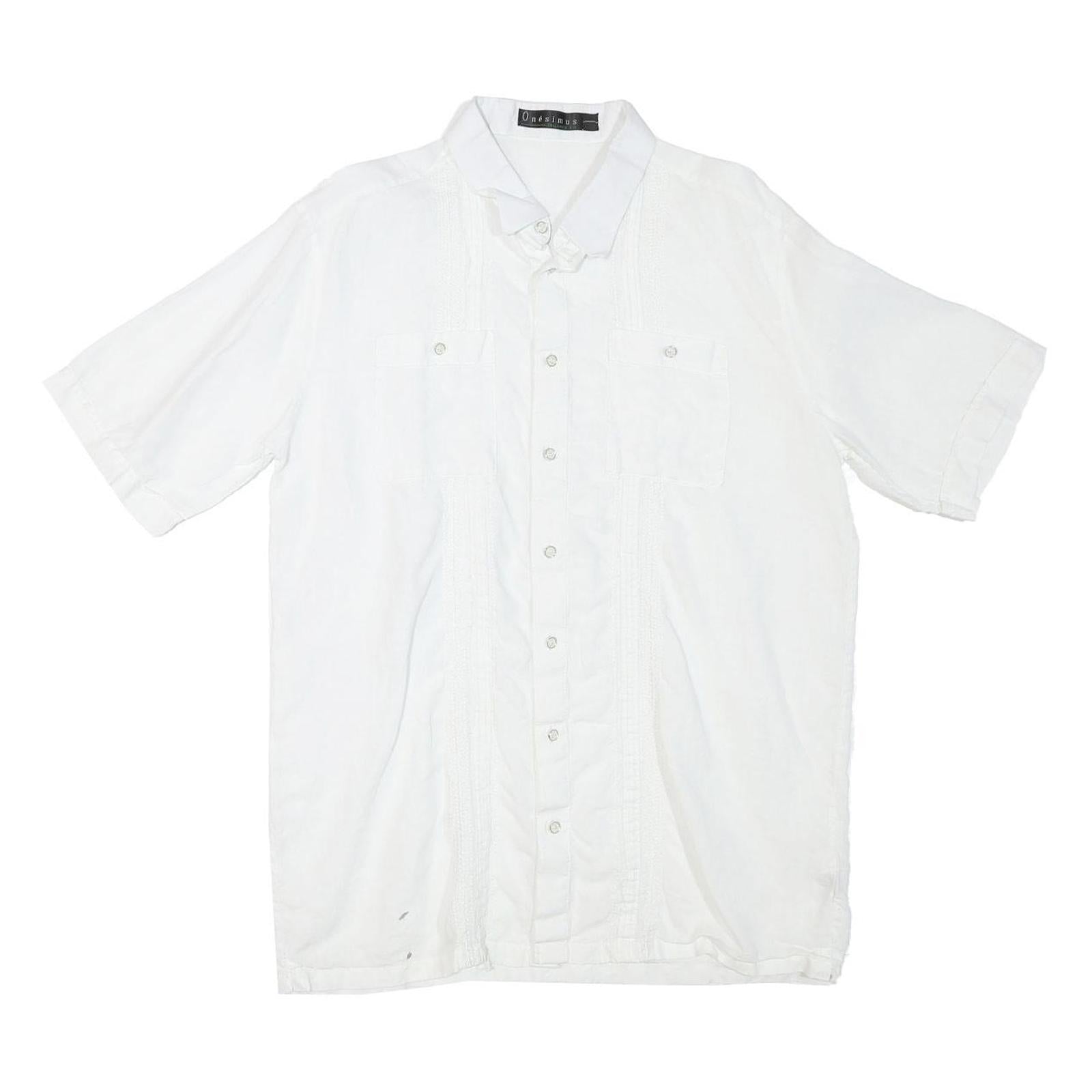 Buy ONESIMUS Mens White Linen Shirt M Button Front Short Sleeve Casual Summer Refurbished - $19.49 ONESIMUS Mens White Linen Shirt M Button Front Short Sleeve Casual Summer Refurbished - N/A refurbished available on Cerqular