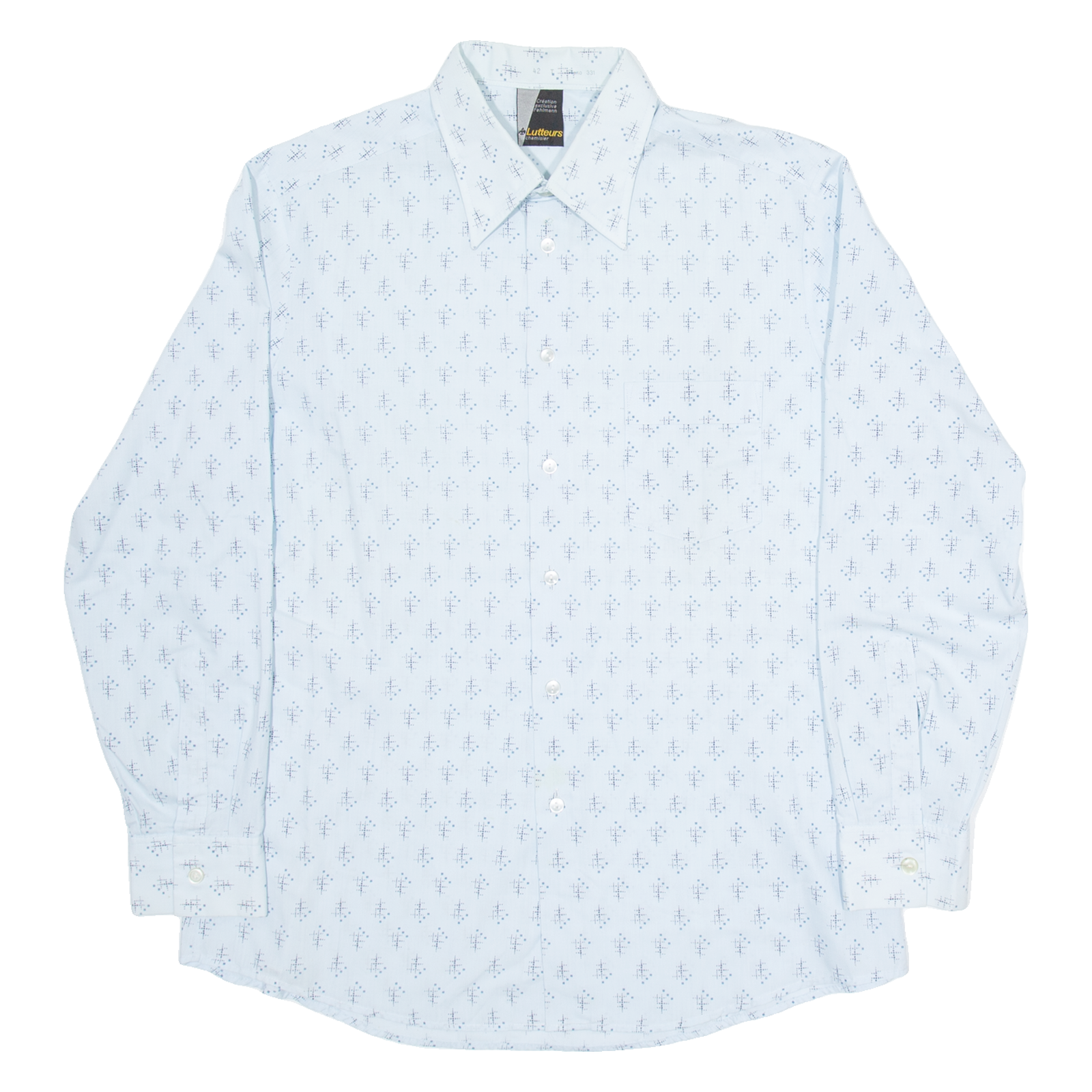 LUTTERS Mens Shirt Blue Geometric Long Sleeve M Refurbished - N/A refurbished available on Cerqular