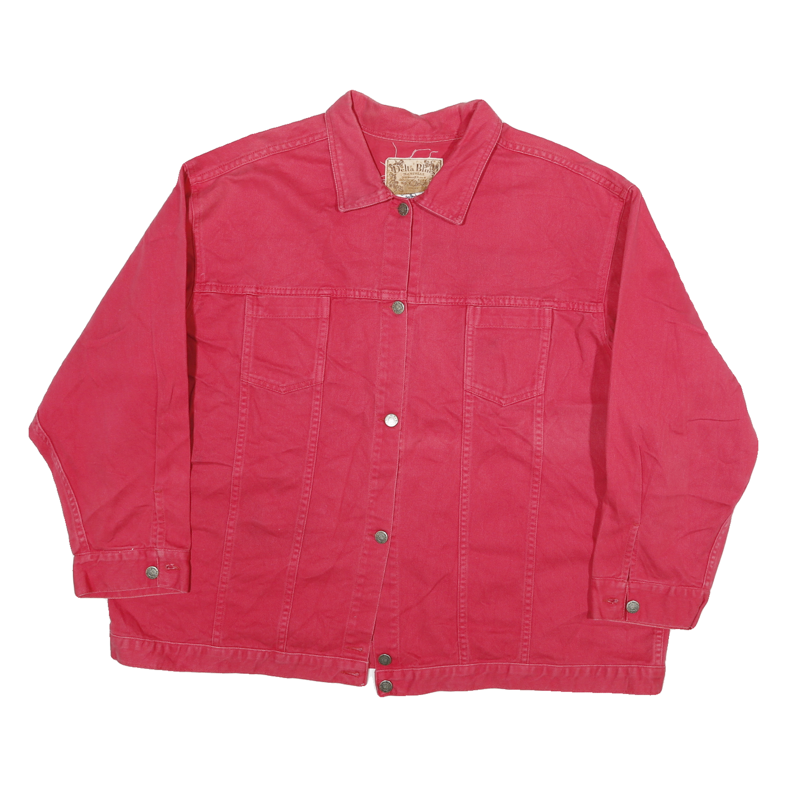 DELTA BLUES Womens Red Cotton Button Jacket 3XL Classic Plain Comfortable Refurbished - N/A refurbished available on Cerqular