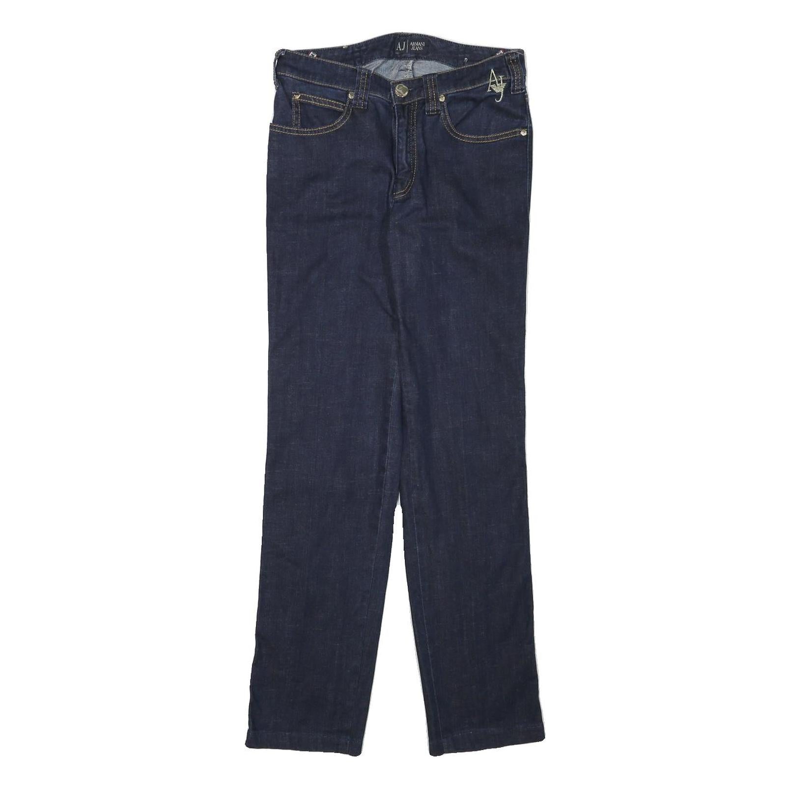 ARMANI JEANS Womens Jeans Blue Regular Straight Denim Dark W27 L29 Zip Cotton Refurbished - N/A refurbished available on Cerqular