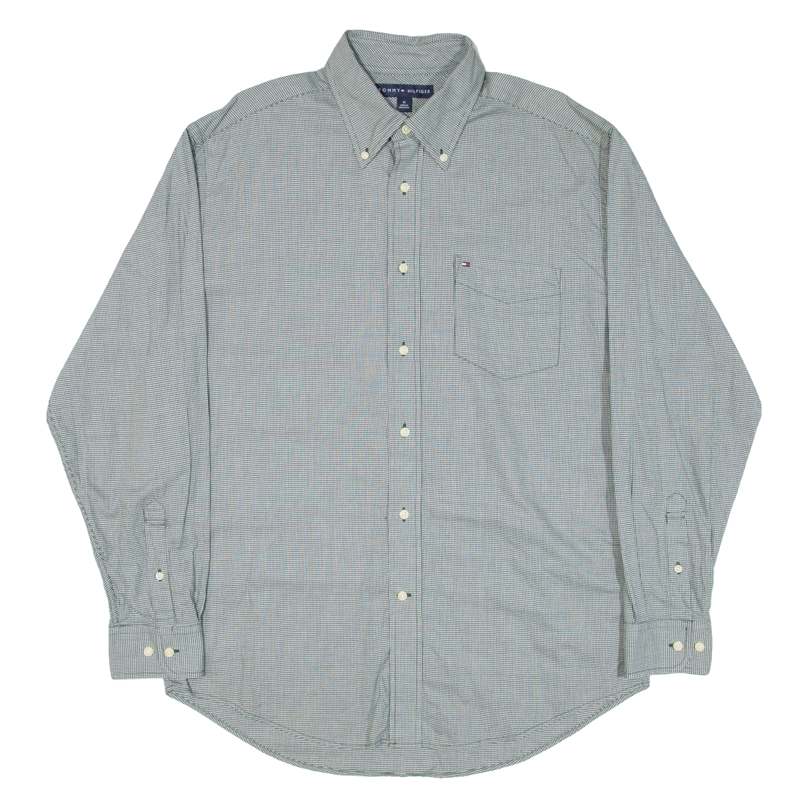 TOMMY HILFIGER Mens Shirt Green Houndstooth Long Sleeve M Refurbished - N/A refurbished available on Cerqular