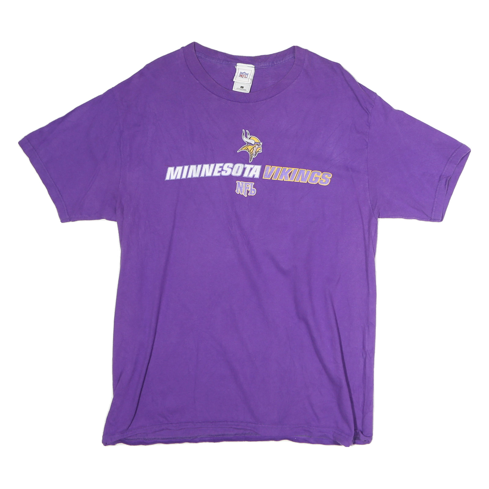 NFL Mens Purple Minnesota Vikings Graphic T-Shirt L Short Sleeve Crew Neck Refurbished - N/A refurbished available on Cerqular