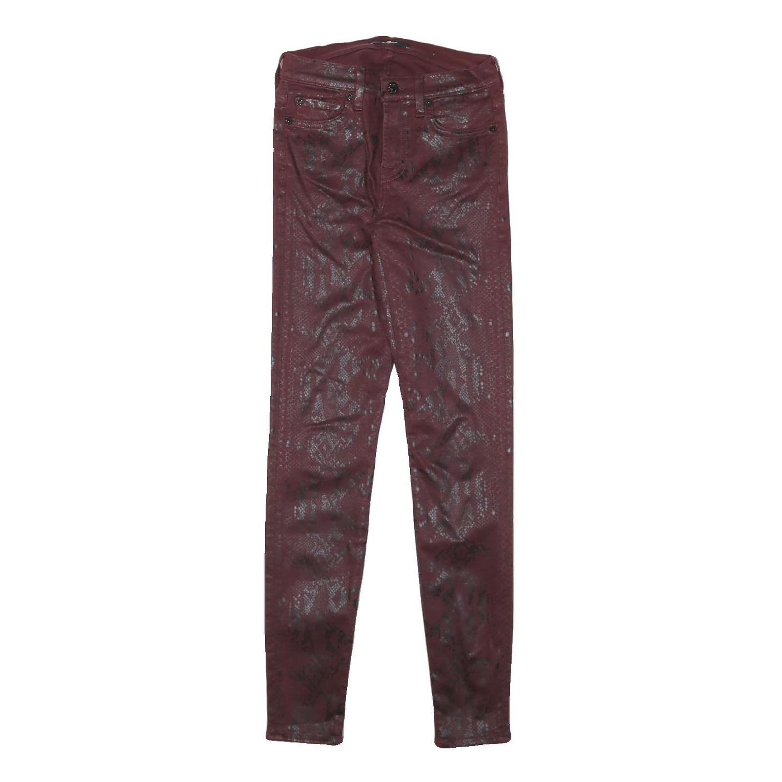7 FOR ALL MANKIND Womens Slim Burgundy Skinny Denim Woven W24 L29 Zip Cotton Refurbished - N/A refurbished available on Cerqular
