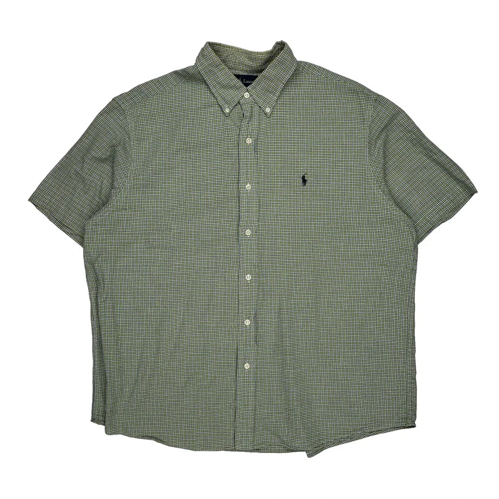 Ralph Lauren Checked Short Sleeve Shirt - XL Green Cotton Refurbished - Thrifted (note: this is a term often used to describe second- refurbished available on Cerqular