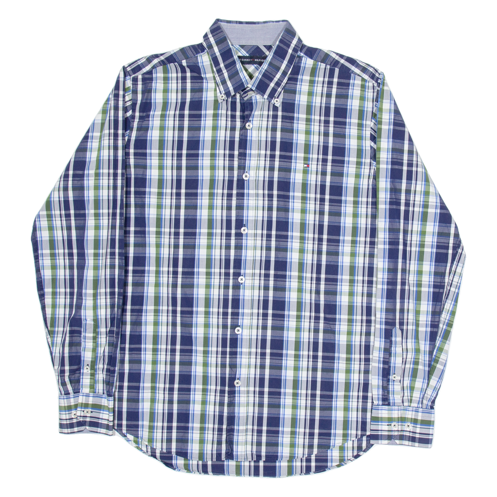TOMMY HILFIGER Mens Shirt Blue Check Long Sleeve XL Refurbished - N/A refurbished available on Cerqular