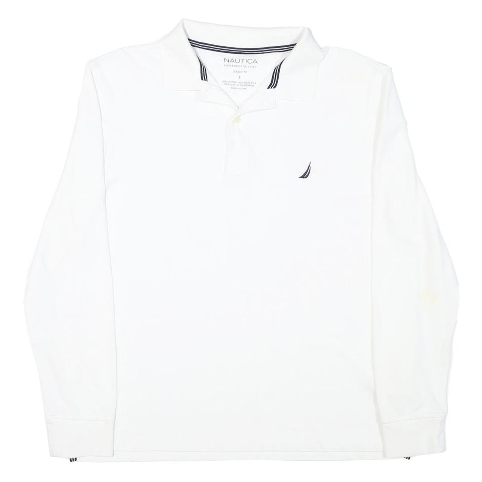 Buy NAUTICA Mens White Long Sleeve Classic Fit Cotton Blend Polo Shirt L Refurbished - $49.39 NAUTICA Mens White Long Sleeve Classic Fit Cotton Blend Polo Shirt L Refurbished - N/A refurbished available on Cerqular