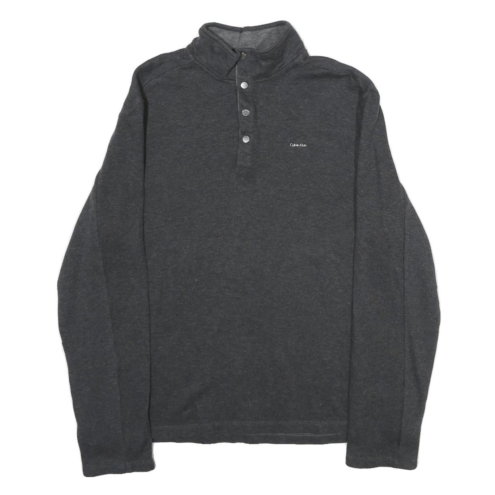 CALVIN KLEIN Mens Charcoal Grey Plain Pullover Crew Neck Basic Knit Jumper L Refurbished - N/A refurbished available on Cerqular