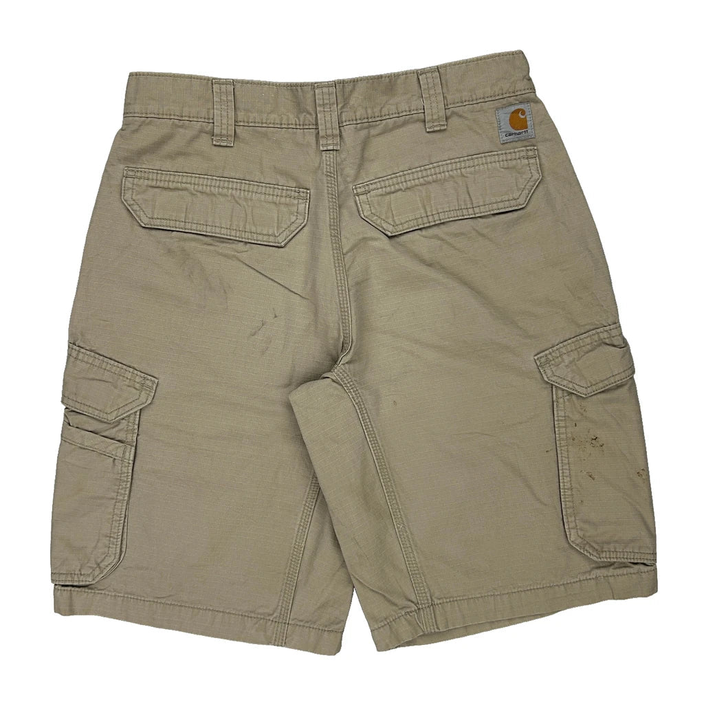Carhartt Cargo Shorts - 30W 11L Beige Cotton Refurbished - Thrifted (note: this is a term often used to describe second- refurbished available on Cerqular