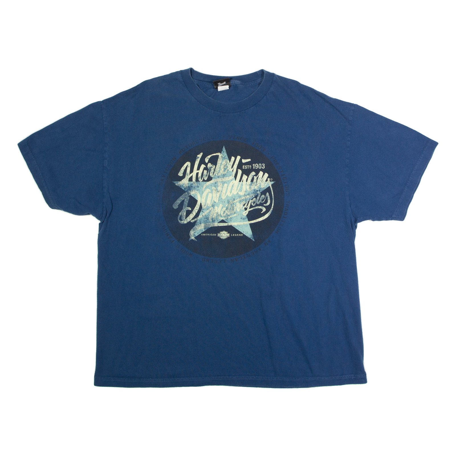 HARLEY DAVIDSON Geneva Mens Biker T-Shirt Blue Crew Neck 2XL Refurbished - N/A refurbished available on Cerqular