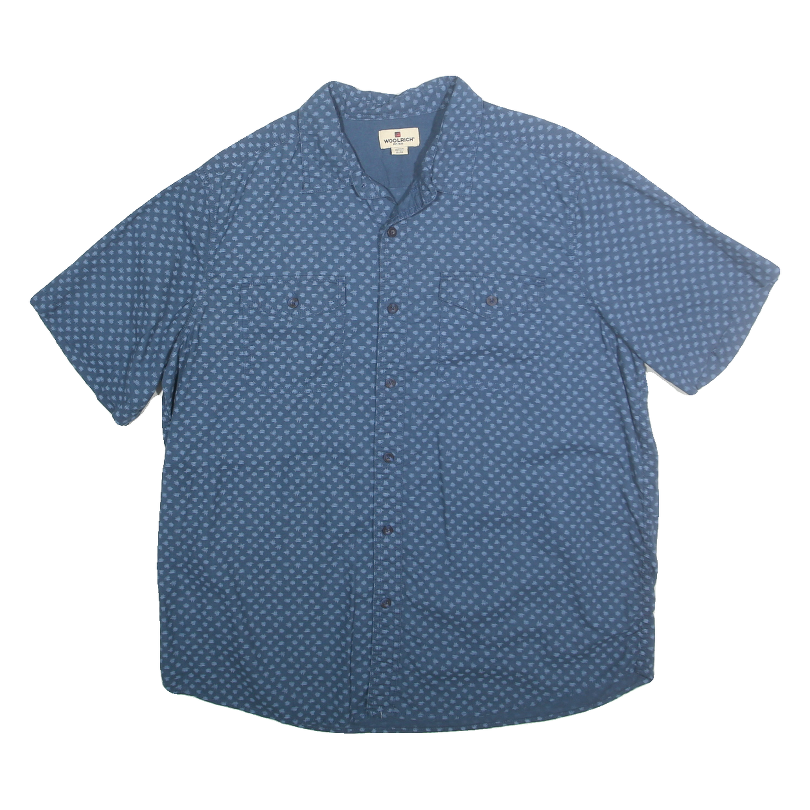 WOOLRICH Mens Blue Patterned Cotton Shirt XL Casual Summer Style Refurbished - N/A refurbished available on Cerqular