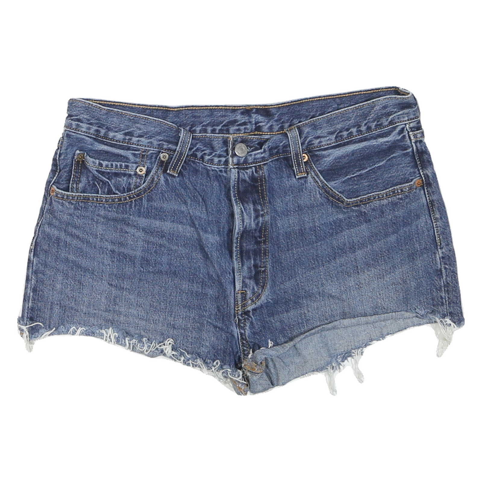 LEVI'S Womens Shorts Blue Denim Cut-Off M W34 Classic Casual Frayed Hem Refurbished - N/A refurbished available on Cerqular