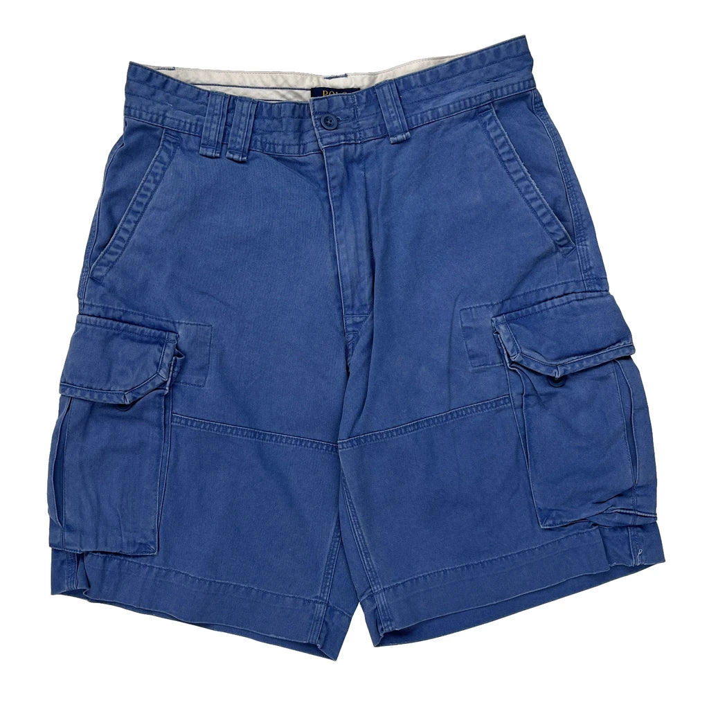 Polo By Ralph Lauren Cargo Shorts - 31W 9L Blue Cotton Refurbished - Thrifted (note: this is a term often used to describe second- refurbished available on Cerqular