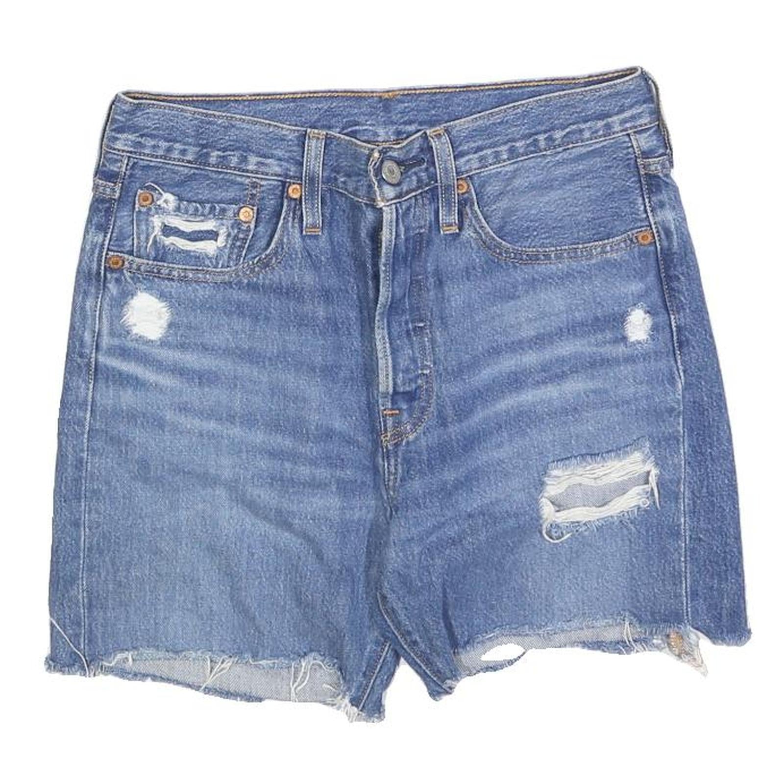 LEVI'S Womens Shorts Blue Denim Distressed S W28 Casual Cotton Refurbished - N/A refurbished available on Cerqular