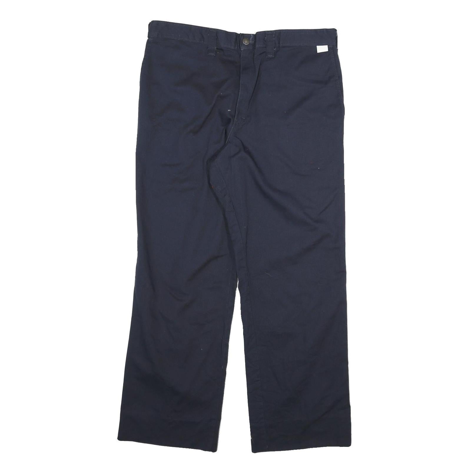 DICKIES Mens Cotton Blend Navy Blue Regular Fit Straight Trousers W34 L29 Refurbished - N/A refurbished available on Cerqular
